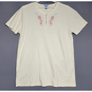 Age Group Sleepwear Nightshirt Womens 18/20 Floral Embroidered 1/4 Button Ribbed